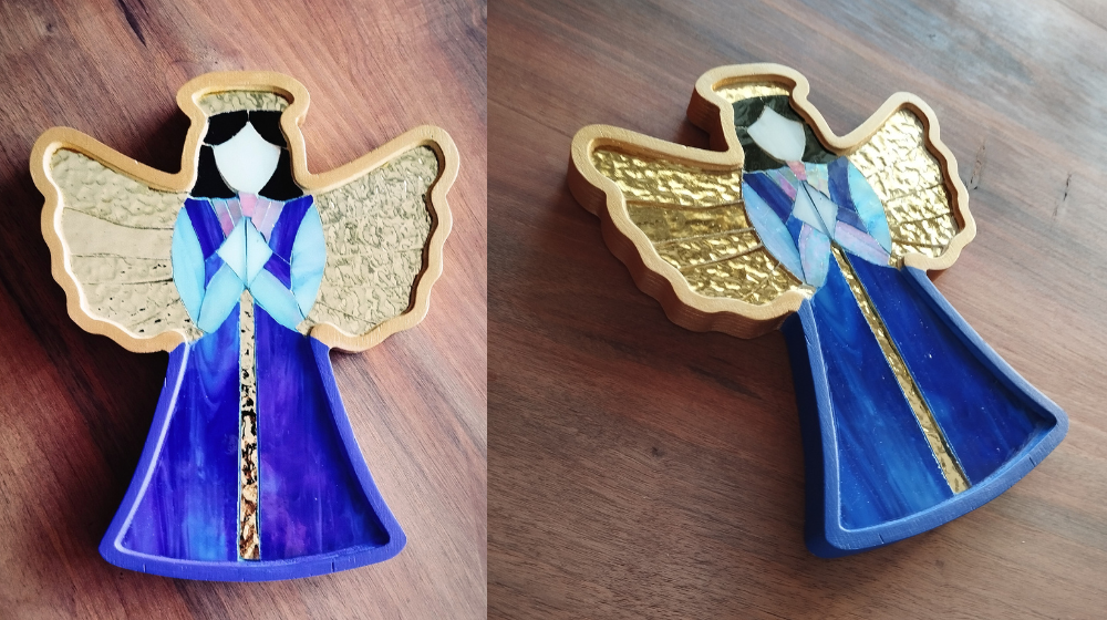 Blue Mosaic Praying Angel