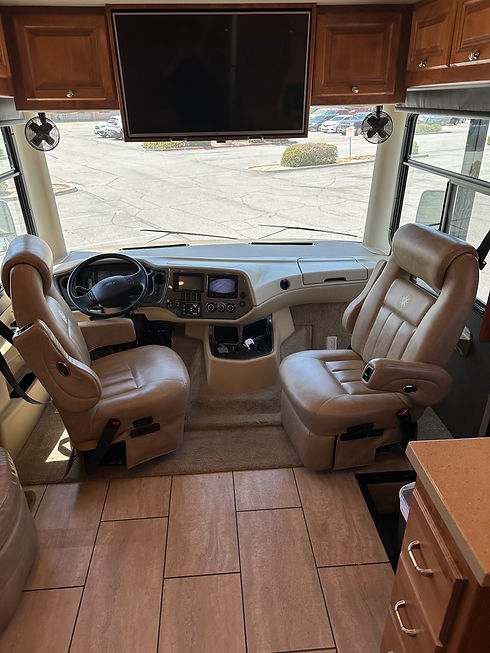 interior cockpit of Allegro Motorhome vehicle rental