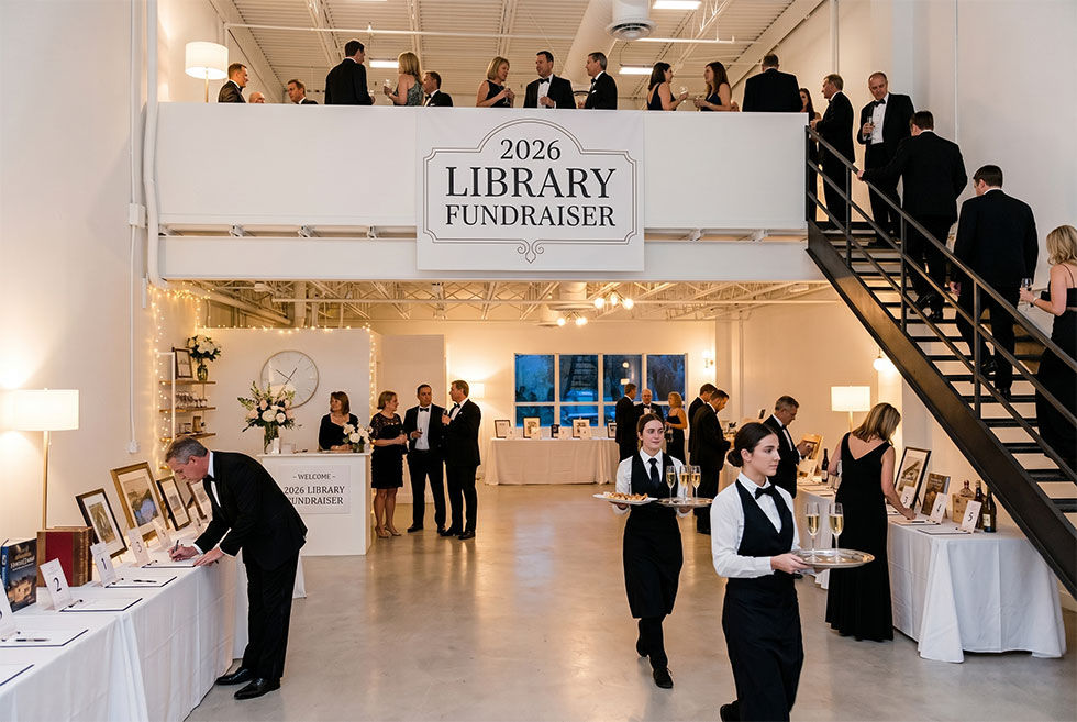 A library fundraising event being held at the Oak and Ashe event space in Lake Worth.