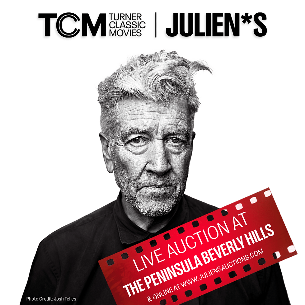Graphic advertising an auction of David Lynch's belongings