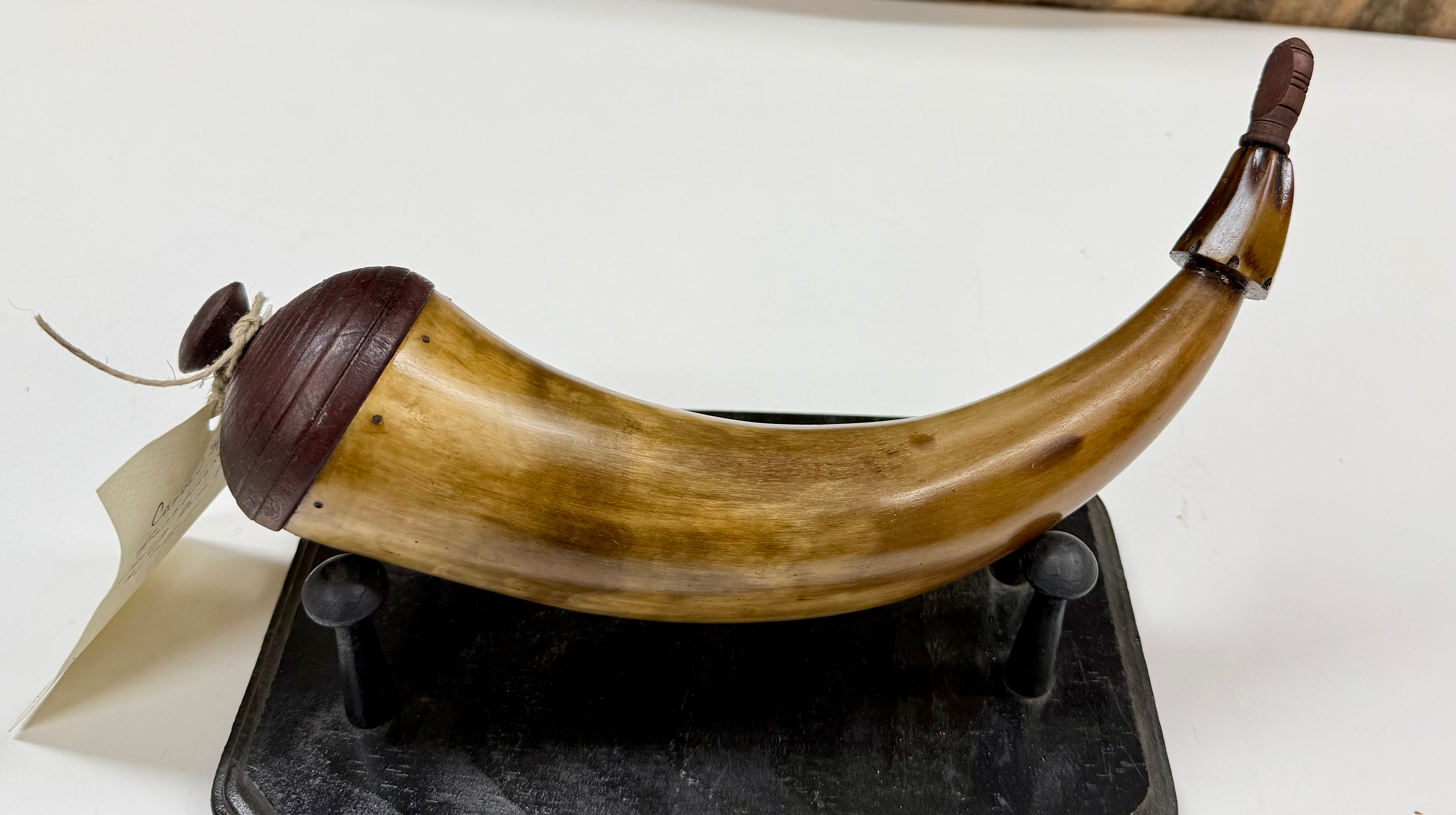 Carved Spout Powder Horn