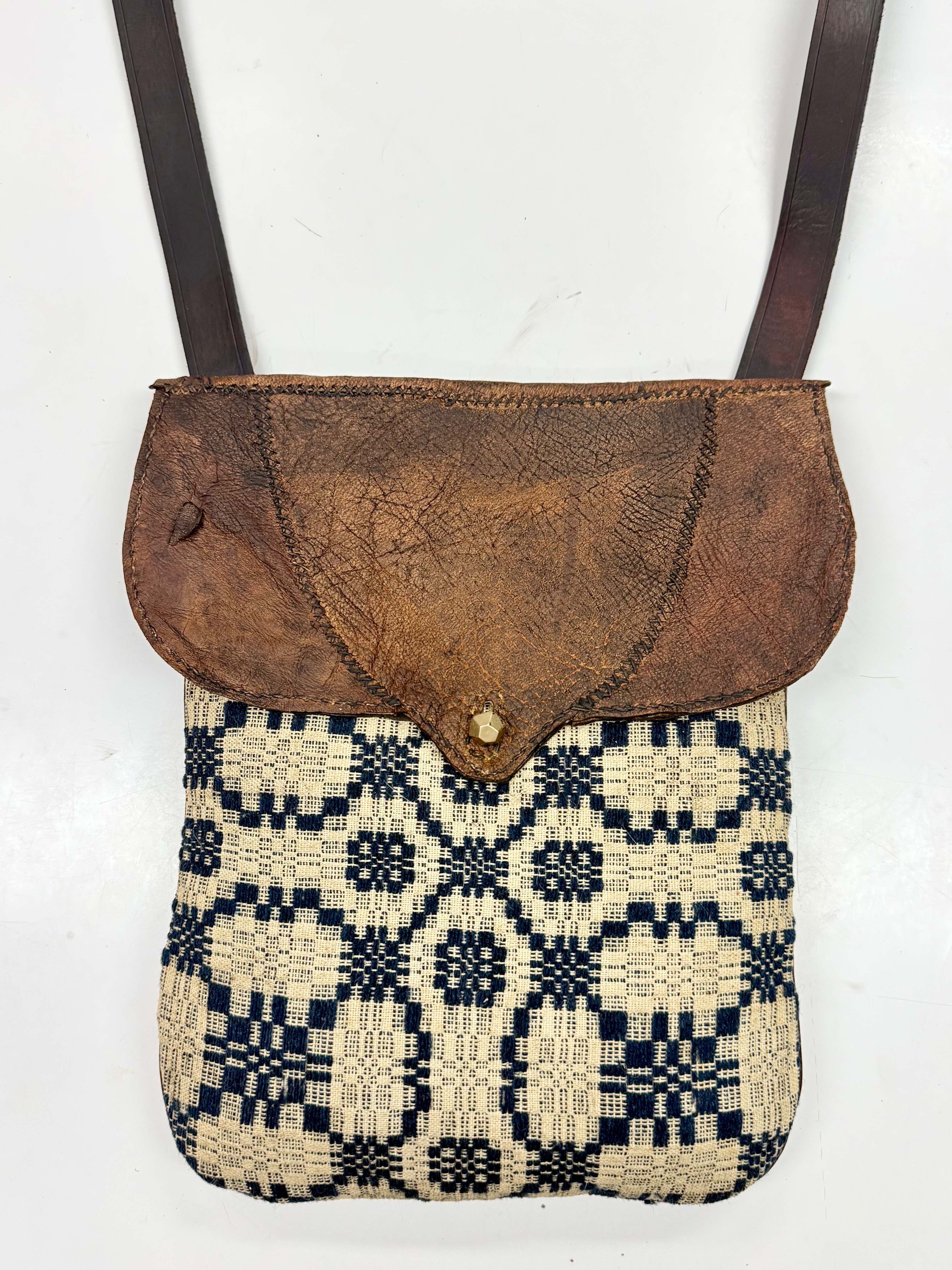 Vintage Coverlet with Pieced Bark Tan Flap