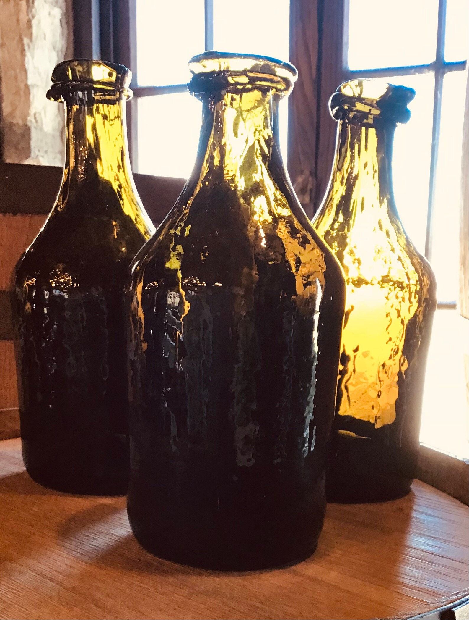 handblown mallet bottles from recycled glass