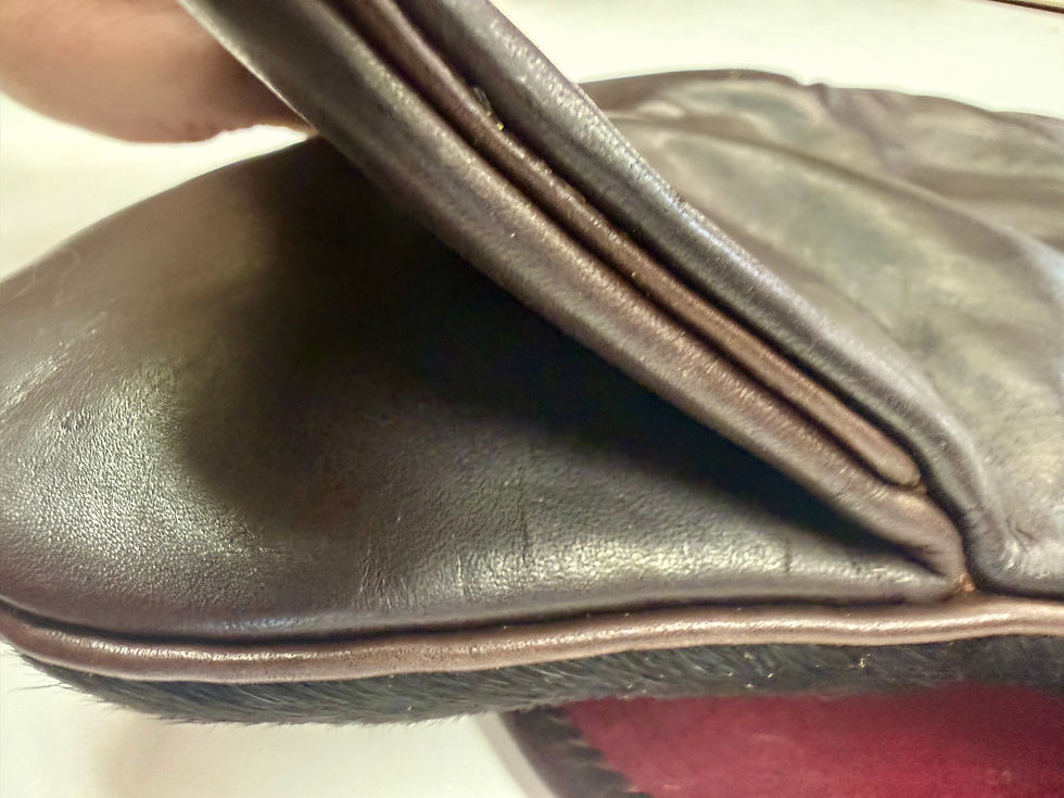 Thumbnail: Calf Hair Pouch with Bison Wool/Linen Handwoven Strap