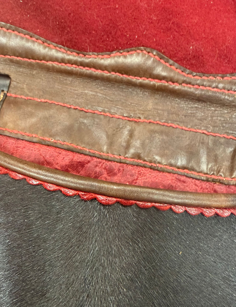 Thumbnail: Calf Hair Pouch with Bison Wool/Linen Handwoven Strap