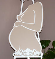 boho with white overlay pregnant lady. Acrylic baby shower display sign.