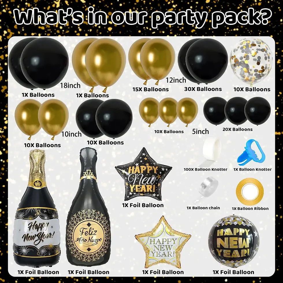 Happy New Year Balloons 116Pcs Party Gala Celebration Event Decoration