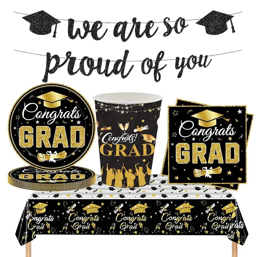 Congrats Graduation Party Decorations Party Banner Tablecover Plate Cup Napkin