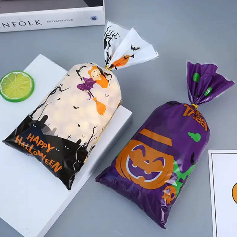 Thumbnail: Halloween Treat Bags 50/100pc Pumpkin Ghost Bat Twist Ties Party DIY Favor Gift