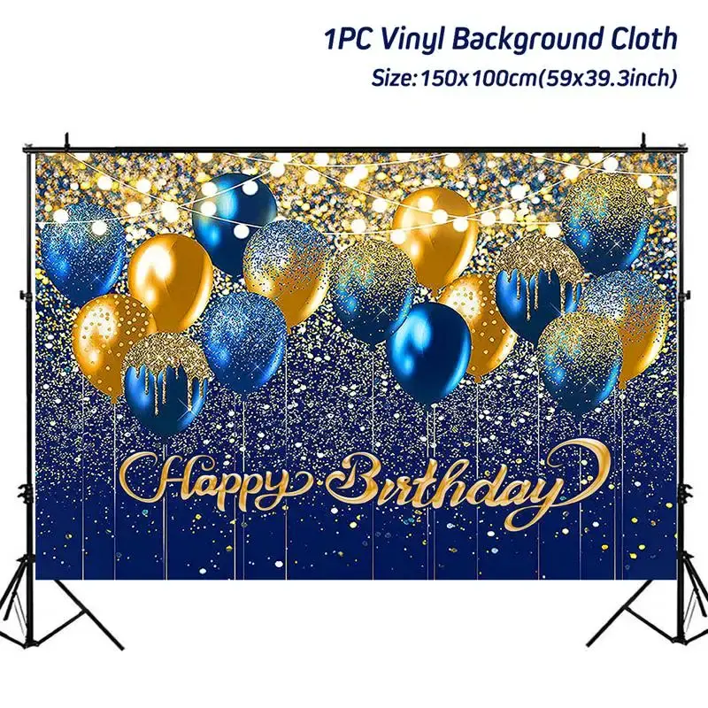 Thumbnail: Happy Birthday Party Backdrop Banner Background 30th 40th 50th Celebration Decor