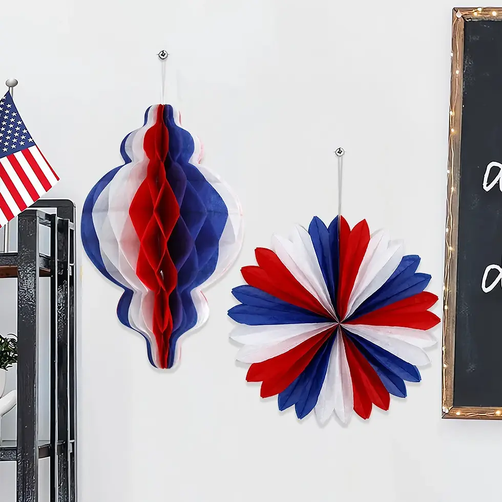 Thumbnail: Honeycomb Ball Pendant Patriotic Red White Blue Festival Holiday Party Decor