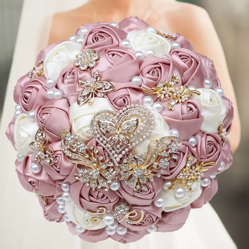 Thumbnail: 1pc Wedding Bouquet Small Pearl Bridal Party Bridesmaids Flowers Favors