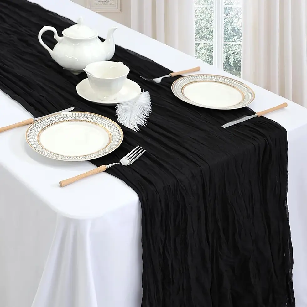 Thumbnail: Boho Cheesecloth Table Runner Wedding Bridal Shower Graduation Birthday Party