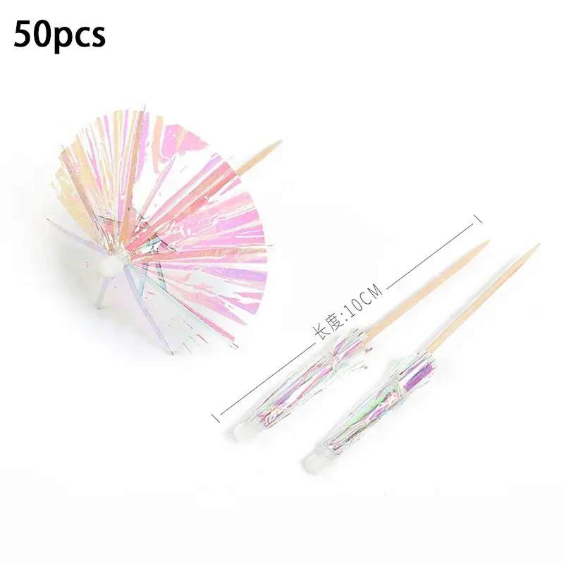 Thumbnail: Cocktail Food Fruit Picks Tropical Paper Umbrella Topper 50Pc Party Decoration