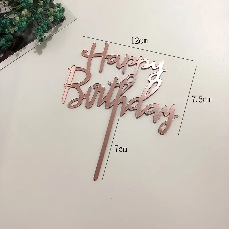 Thumbnail: Cake Topper Rose Gold Birthday Party Acrylic Decorating Baby Shower Dessert Prop