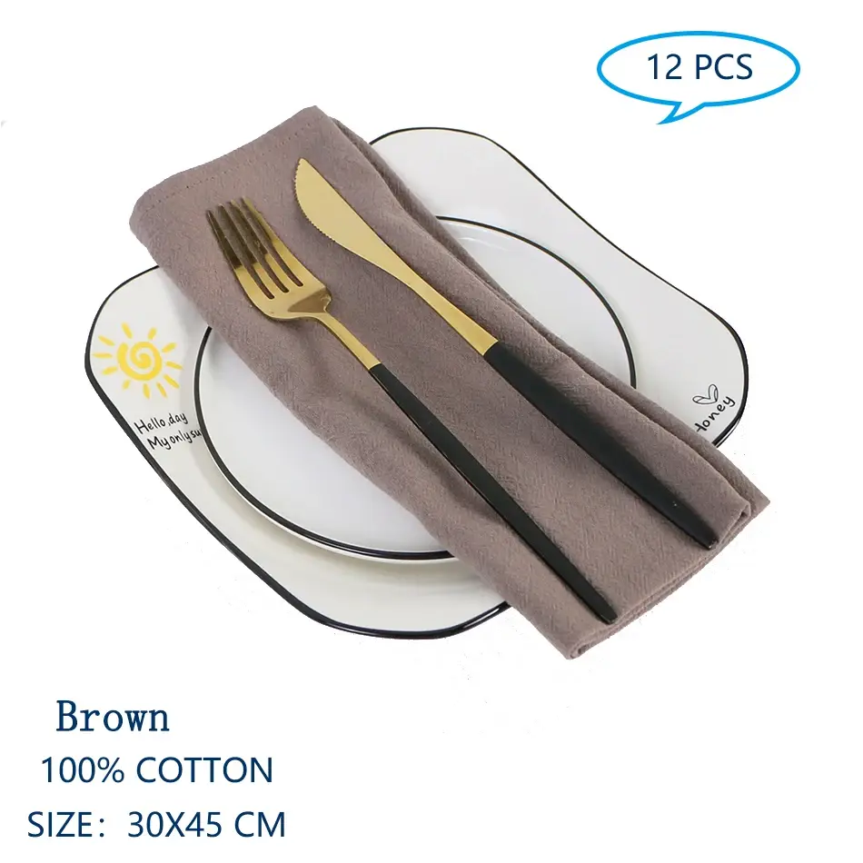 Thumbnail: 12 Table Cloth Napkins Cotton Durable Fabric Reusable Easter Wedding Decoration