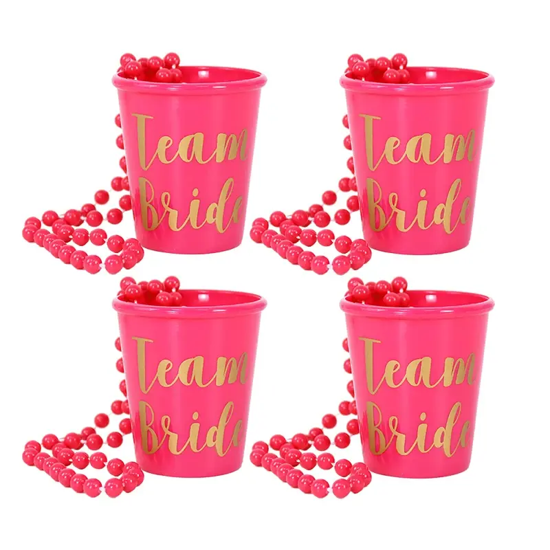 Thumbnail: Team Bride Plastic Shot Glasses Necklace Beads Bridal Shower Bachelorette Party