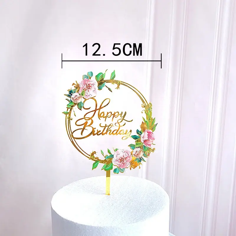 Thumbnail: Cake Topper Rose Gold Birthday Party Acrylic Decorating Baby Shower Dessert Prop