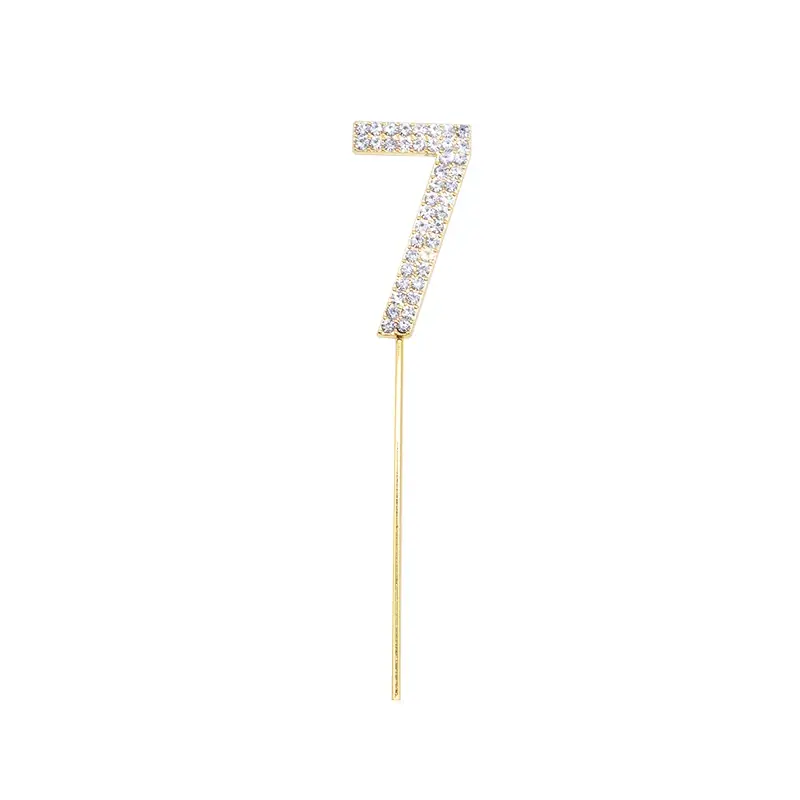 Thumbnail: Glitter Alloy Rhinestone Number Cake 1Pc Toppers Birthday Party Dessert Decor