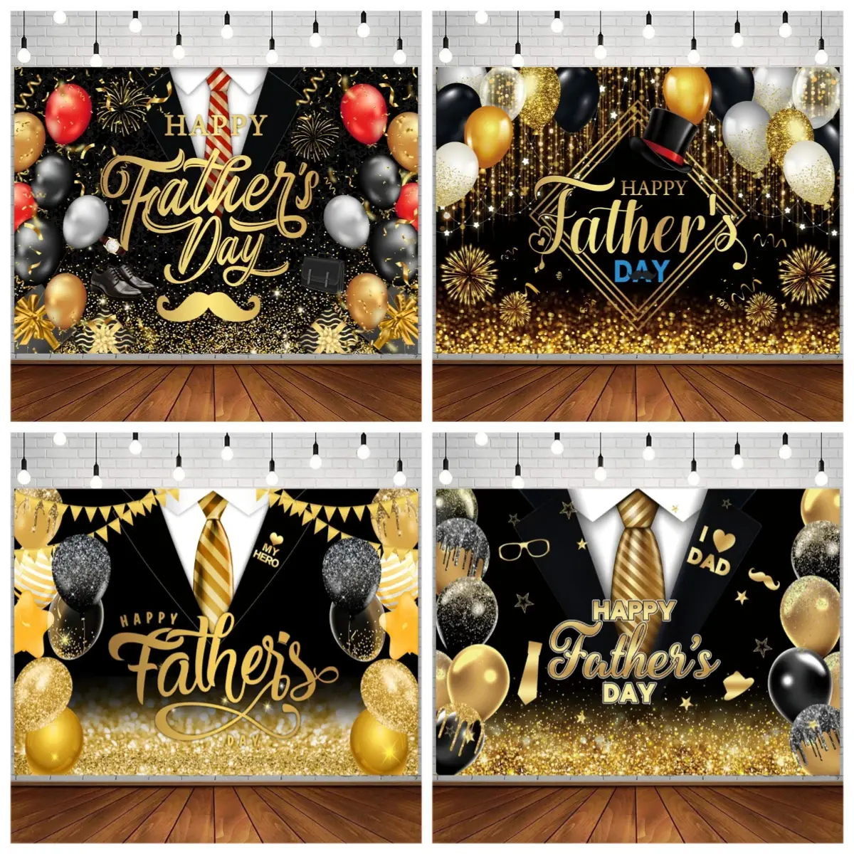 Father's Day Photo Backdrop Tuxedo I Love Dad Party Background Decorations