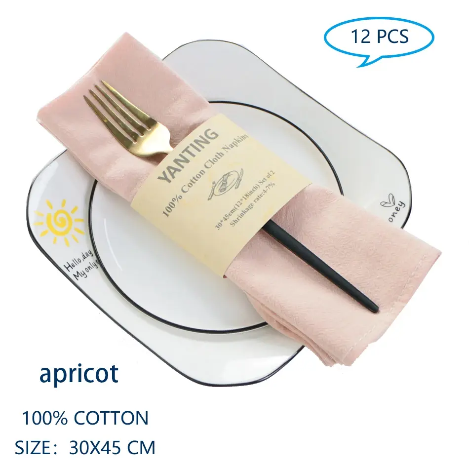 Thumbnail: 12 Table Cloth Napkins Cotton Durable Fabric Reusable Easter Wedding Decoration