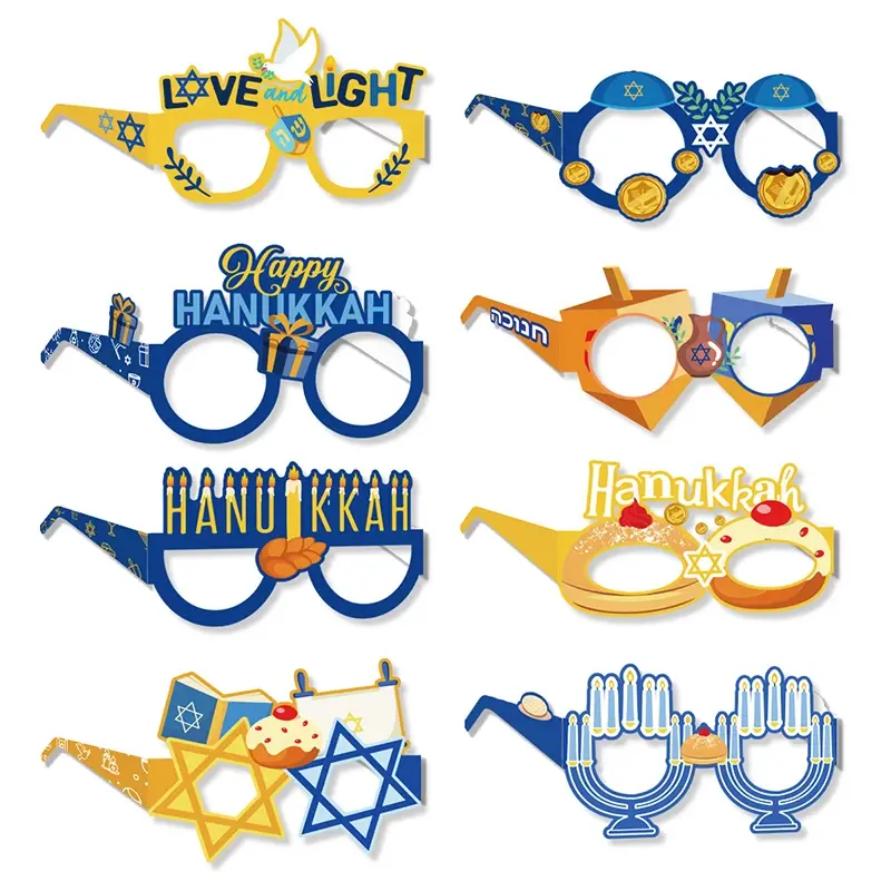 Hanukkah Party Paper Glasses Frames Holiday Decor DIY Photo Booth Props