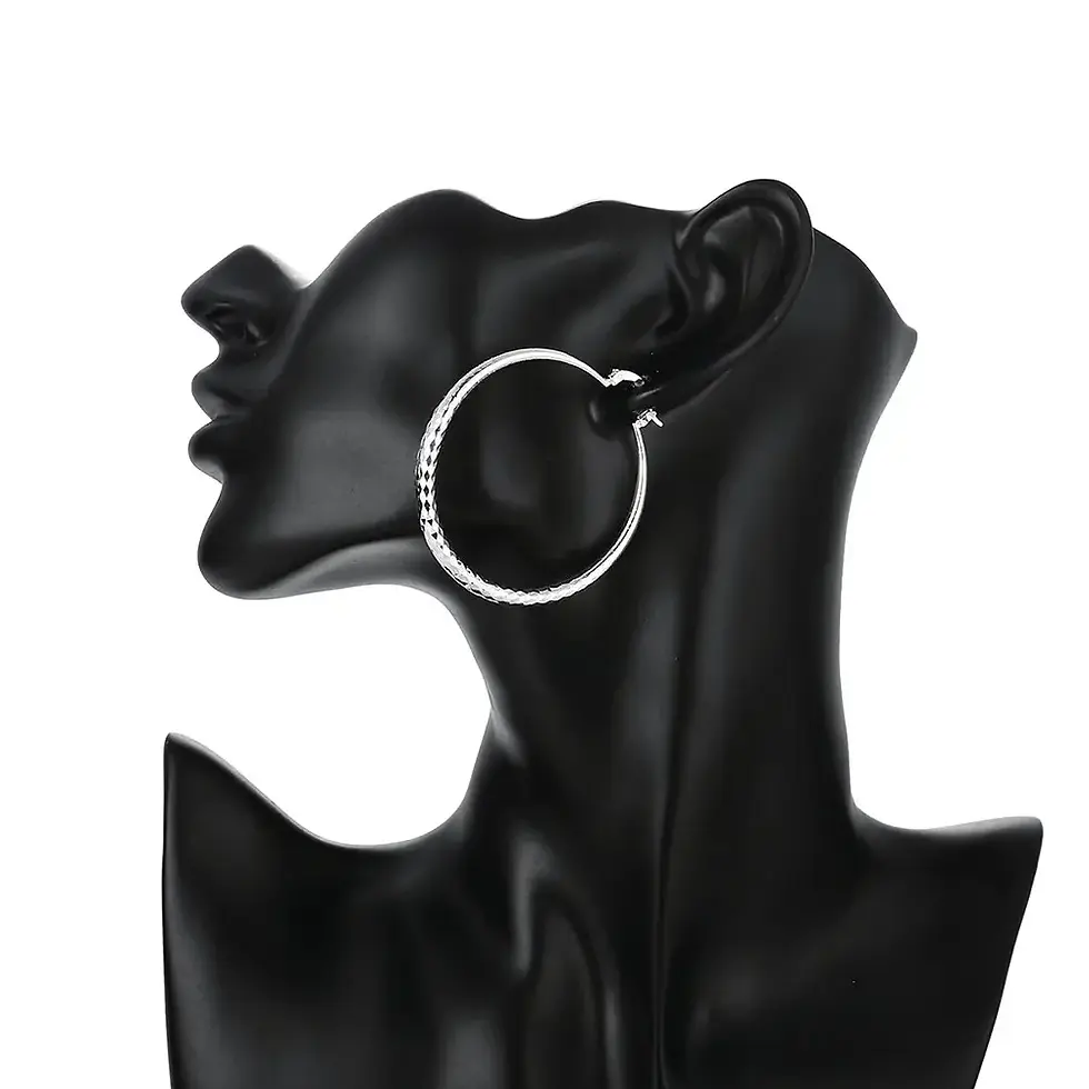 Thumbnail: Sterling Silver 5CM Circle Hoop Earring Wedding Party Jewelry Holiday Gift Favor