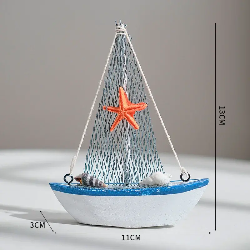Thumbnail: 1pc Mini Mediterranean Wooden Nautical Sailboat Party Home Decor Centerpieces