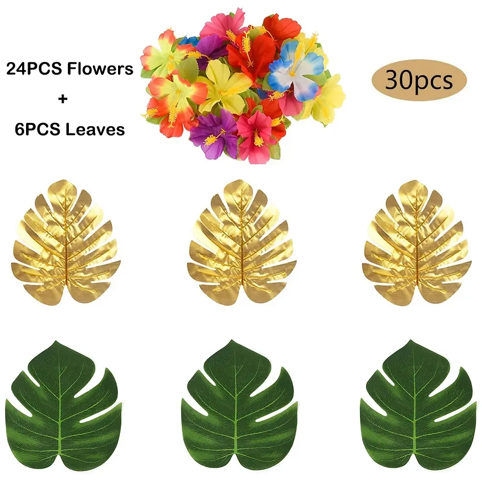 Thumbnail: Pool Party Decor Tropical Monstera Palm Leaves Flower Luau Party Jungle Decor