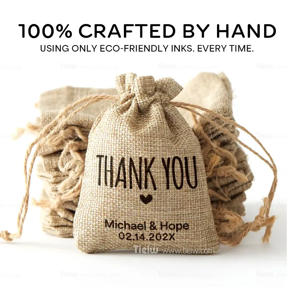 Thumbnail: Custom Burlap Jute Gift Thank You Favor Bags Wedding Party Baby Shower Birthday