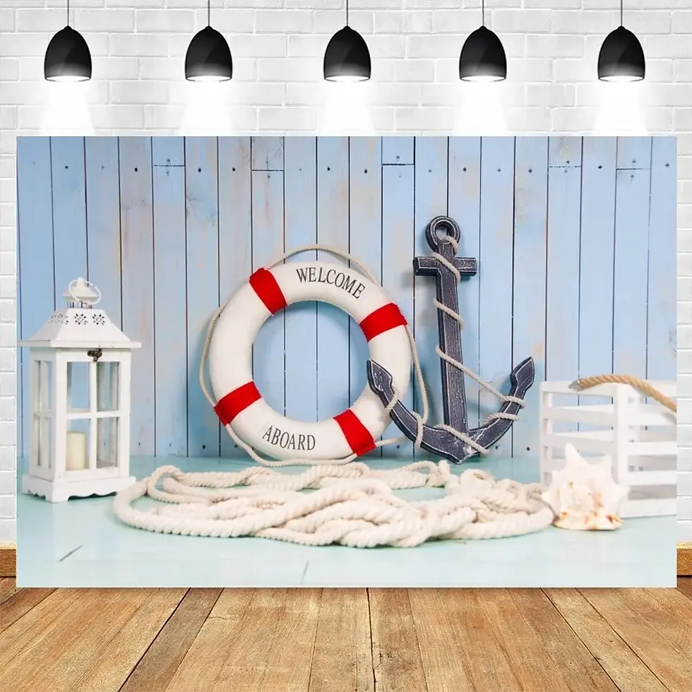 Thumbnail: Nautical Backdrop Photography Background Event Birthday Party Decorations