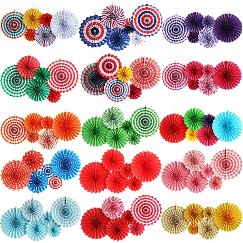 6pc Hanging Fans Decorative DIY Birthday Party Wedding Baby Shower Party