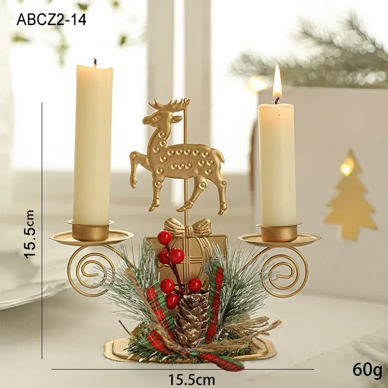 Thumbnail: Christmas Golden Candlestick Holder New Year Table Ornaments Holiday Home Gifts