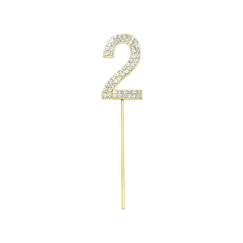 Thumbnail: Glitter Alloy Rhinestone Number Cake 1Pc Toppers Birthday Party Dessert Decor
