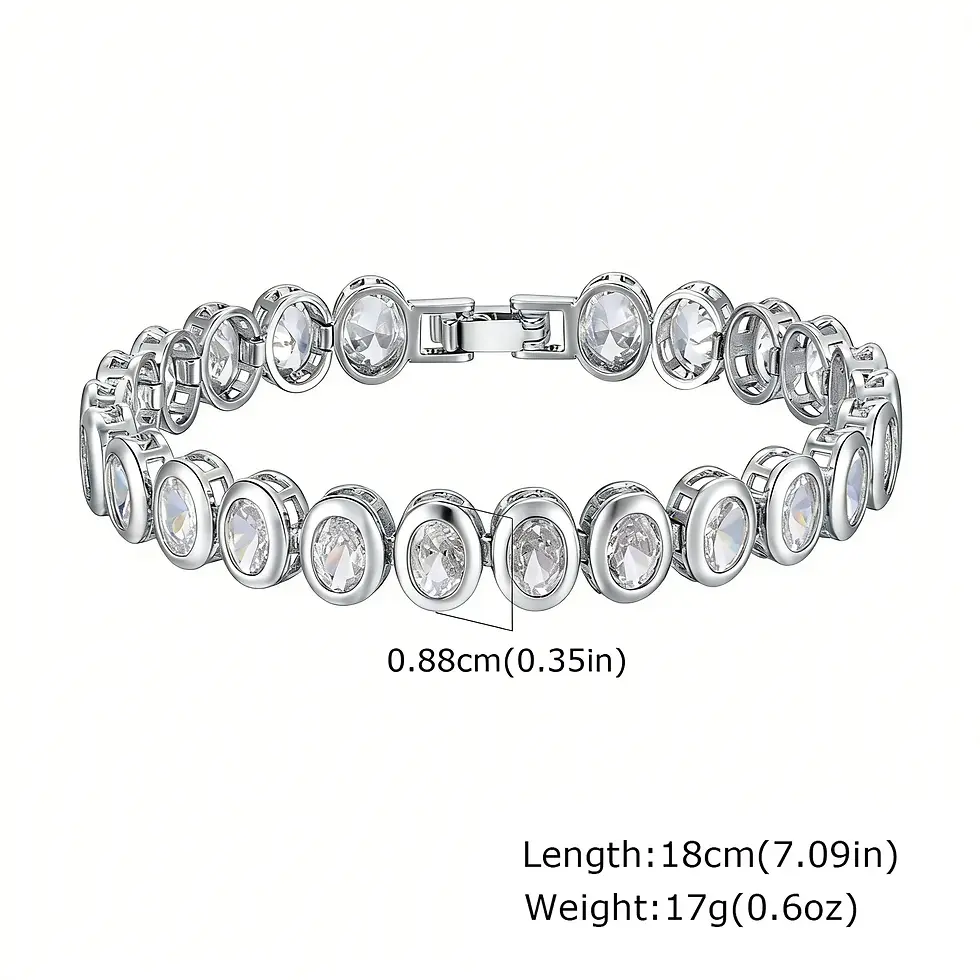 Thumbnail: Gold Plated Cubic Zirconia Paperclip Bracelet Link Jewelry Women Girl Gift