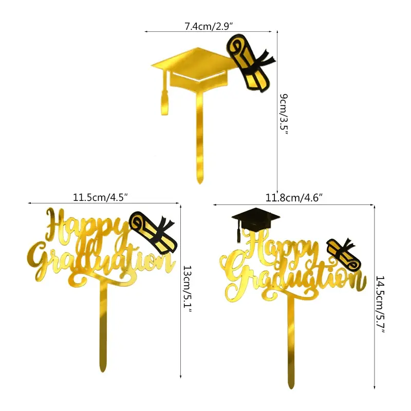 Thumbnail: Black Gold Graduation Cake Topper Decoration College Event Party Cake Supplies