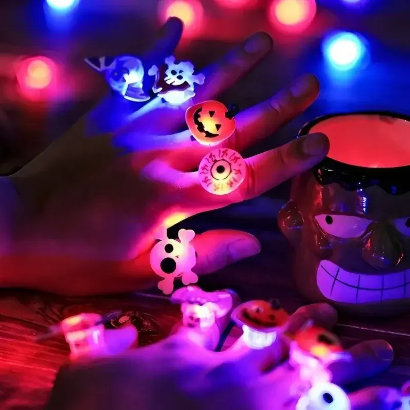 Thumbnail: Halloween Ring 5/50pc LED Festival Glow Pumpkin Ghost Party Supplies Favors