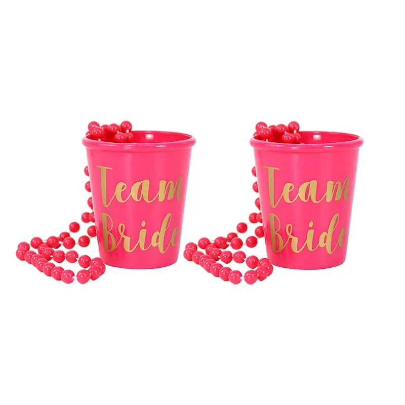 Thumbnail: Team Bride Plastic Shot Glasses Necklace Beads Bridal Shower Bachelorette Party