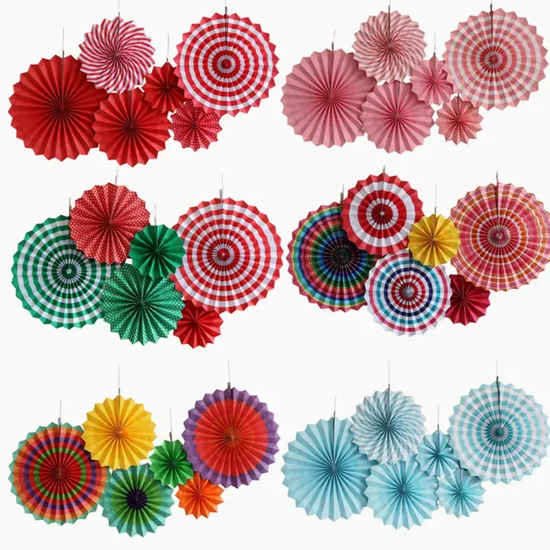 6pc Hanging Fans Decorative  DIY Birthday Party Wedding Baby Shower Party