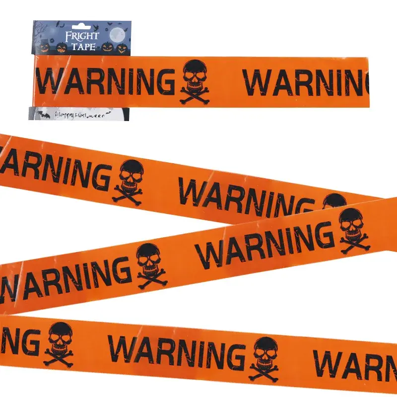 Thumbnail: 1PC Halloween Prop Warning Line Plastic Tape Sign Decoration Witch Skull