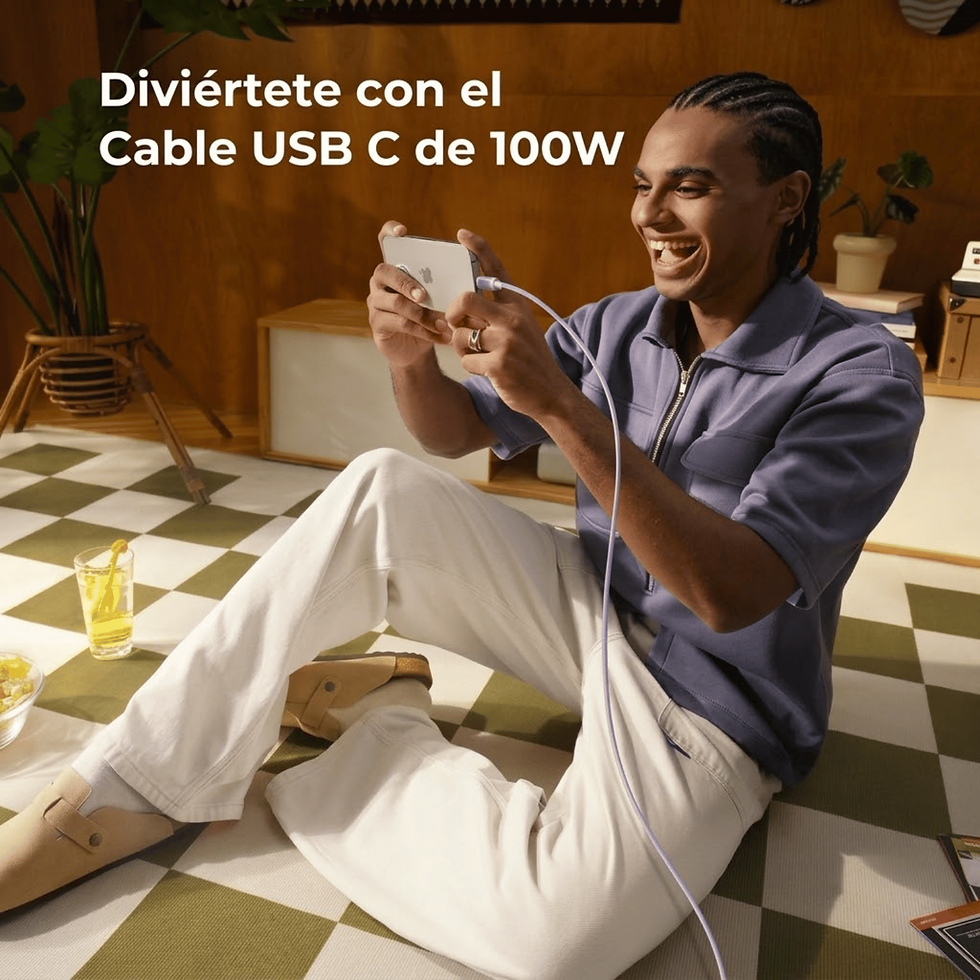 Miniatura: Cable Carga Rapida UGREEN  USB-C 100W PD Pantalla LED 480Mbps 2 Metros Lila