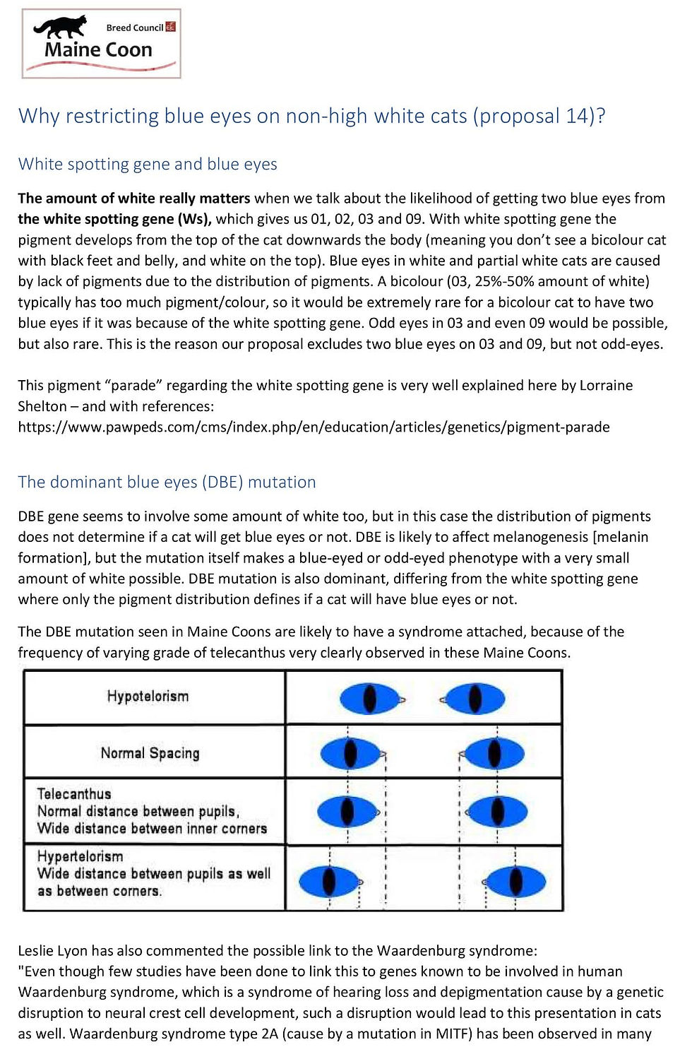 Extrait du Maine Coon Breed Council