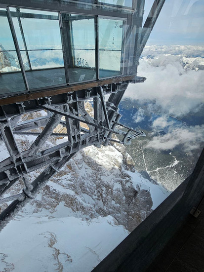 Observation deck on Zugspitze with panoramic views over the Bavarian Alps.