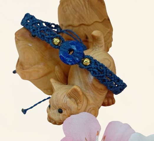 Miniature : bracelet micro - macramé donuts pierre naturelle lapis lazuli