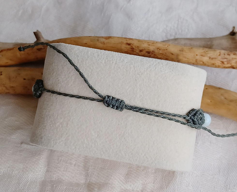 Miniature : bracelet femme micro - macramé bohème avec perles rondes facettées
