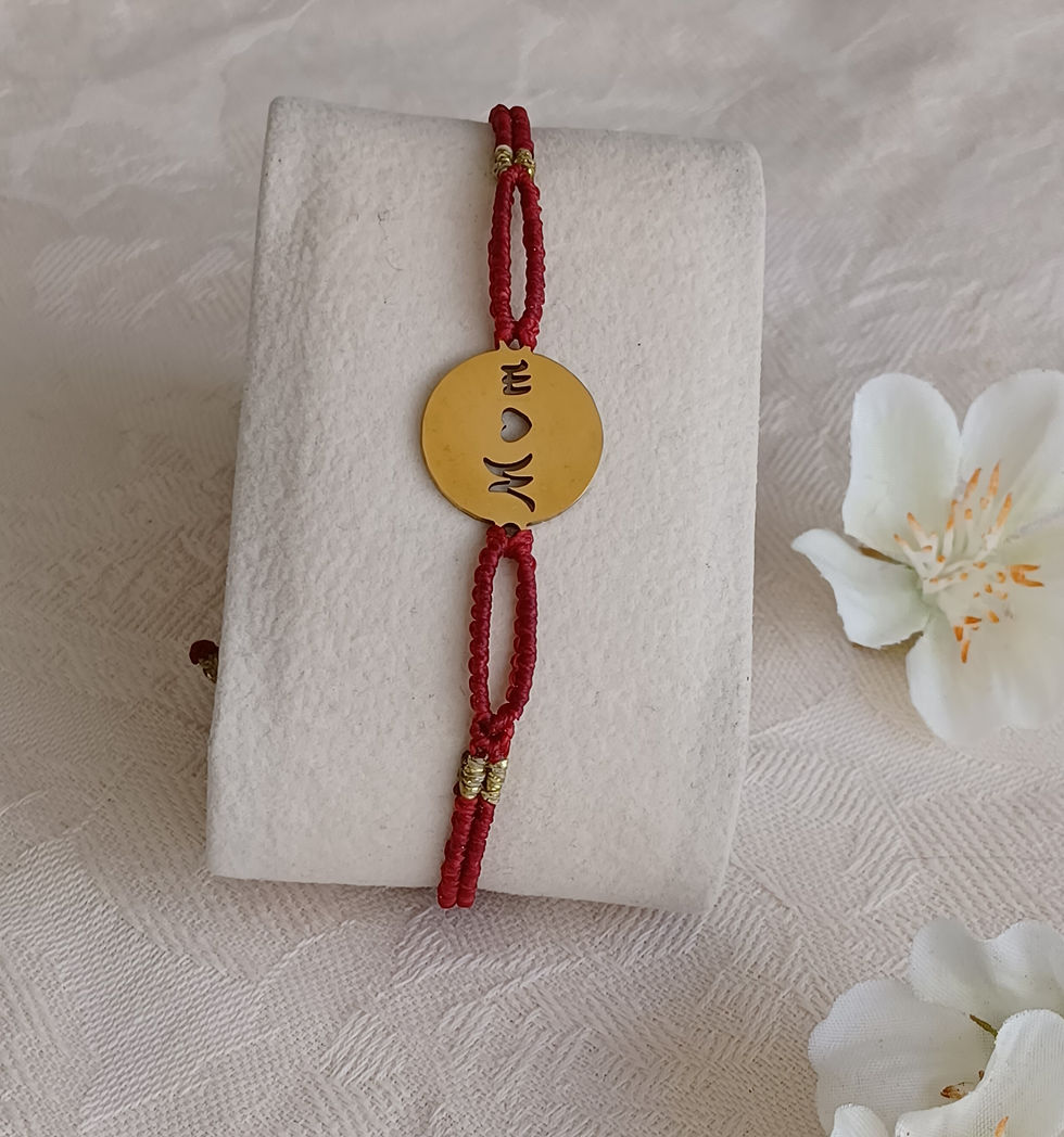 Bracelet femme en micro-macramé Mom’s rouge et or