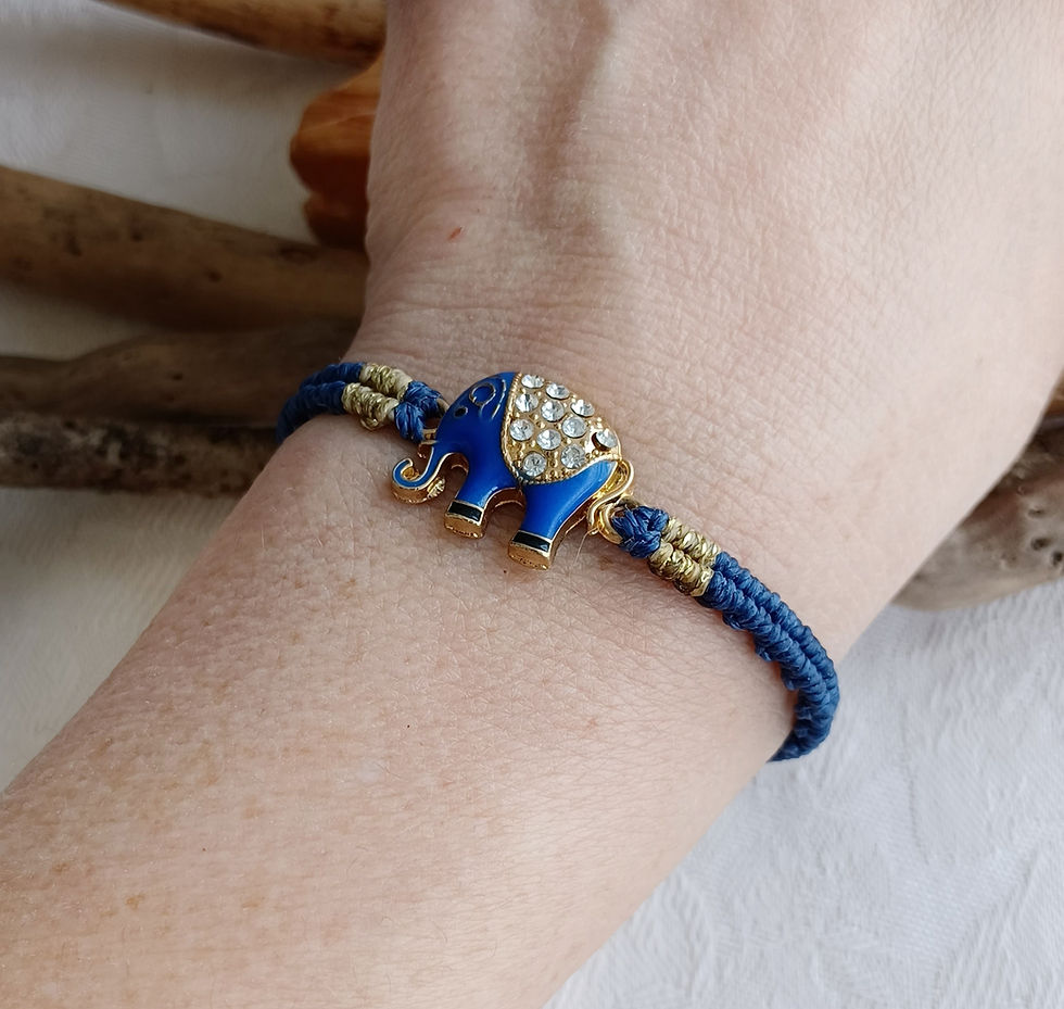 Miniature : Bracelet enfant en micro - macramé éléphant