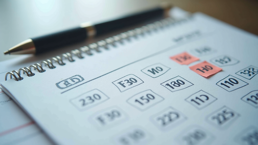 High angle view of a calendar with tax deadlines marked