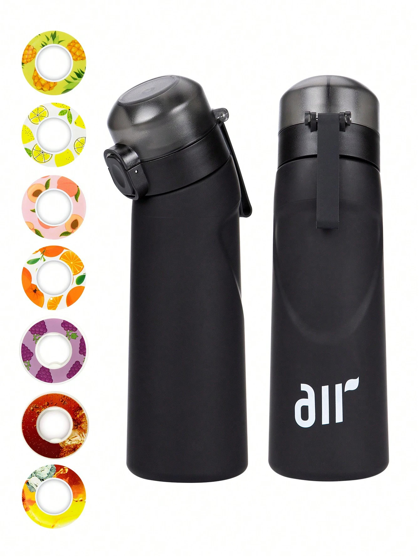 1pc Air Water Bottle With 1pc Random Round Shape Flavor Pod Sports Straw Plastic