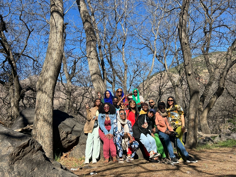 Travel group in the Atlas mountain Morocco